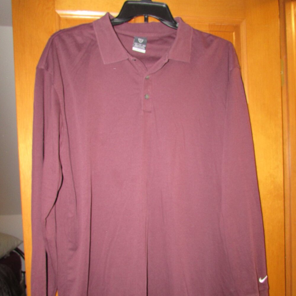 Nike Dri-Fit Golf Long Sleeve Maroon Polo Size XL